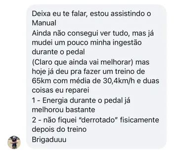 Depoimento: treino de 65 km a 30,4 km/h de média, energia melhorou e não terminou derrotado fisicamente