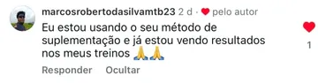 Depoimento de marcosroberto: usando o método de suplementação e já vendo resultados nos treinos